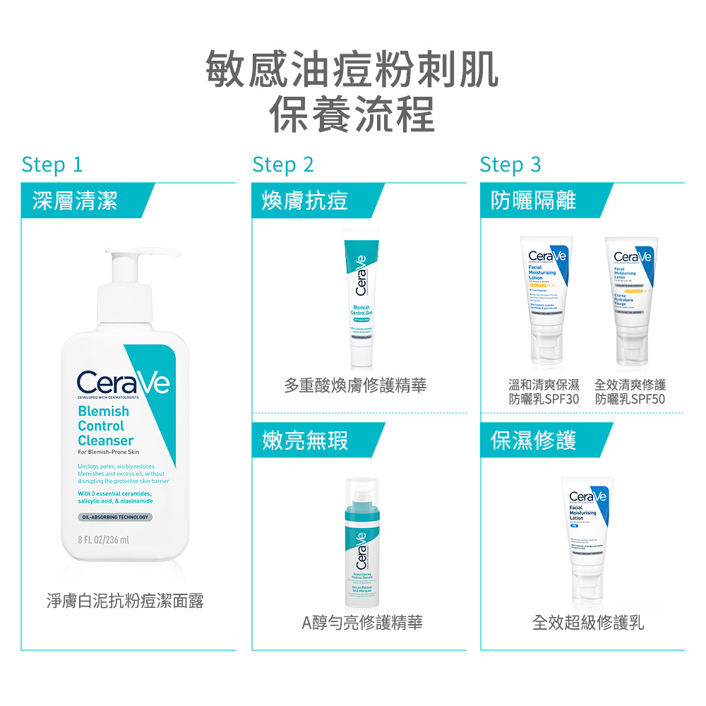 敏感油痘粉刺肌保養流程