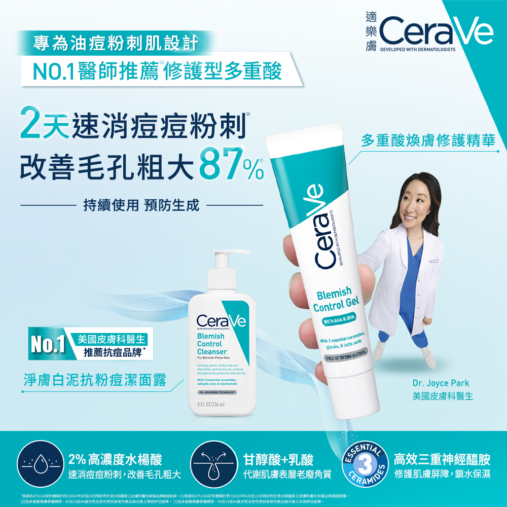2天速消痘痘粉刺，改善毛孔粗大87%
