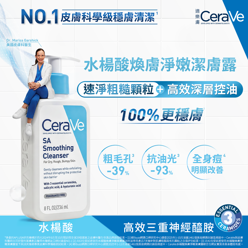 水楊酸煥膚淨嫩潔膚露，速淨粗糙顆粒+高效深層控油